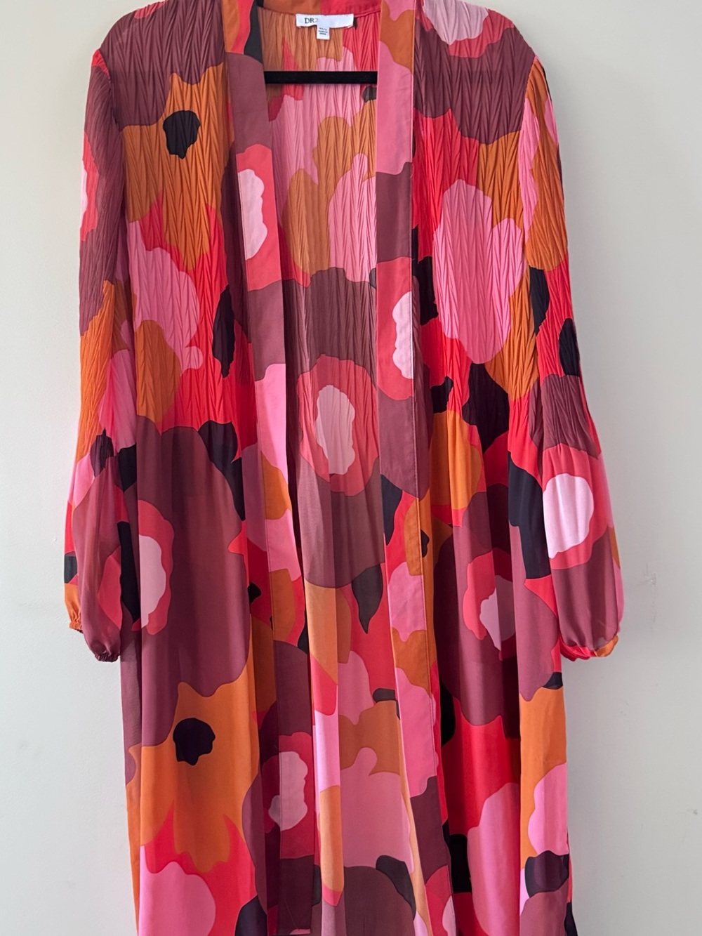 DR2 XS/S Pink, Orange & Burgundy Floral Swim Cover Up/ Kimono